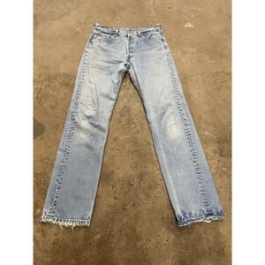 Vintage Levis 501 Jeans Mens 34x33 Light Blue Straight Leg Button Fly USA 90s